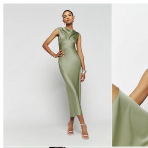 Reformation - Dessa Satin Dress - Artichoke